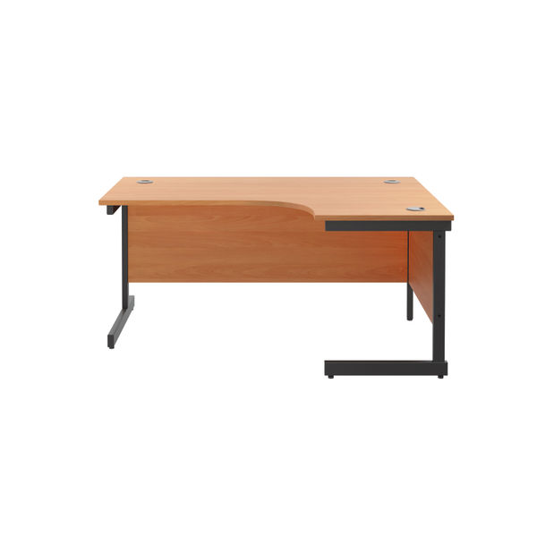 Jemini Radial Right Hand Single Upright Cantilever Desk 1800x1200x730mm Beech/Black KF819820