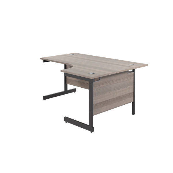 Jemini Radial Right Hand Single Upright Cantilever Desk 1800x1200x730mm Grey Oak/Black KF819851