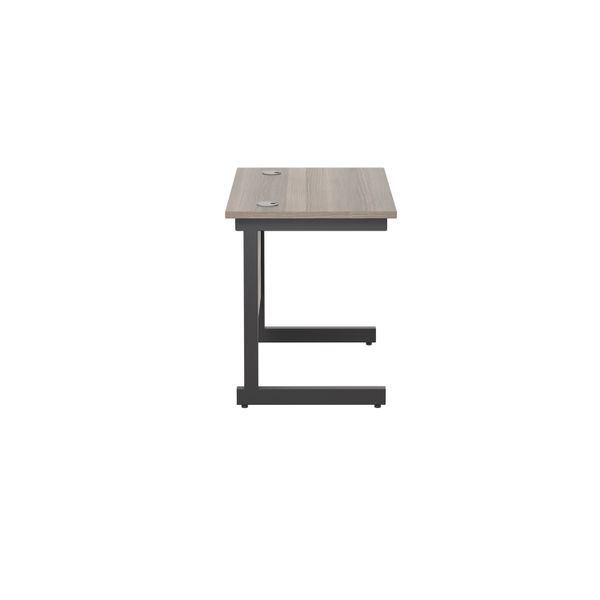 Jemini Rectangular Single Upright Cantilever Desk 800x600x730mm Grey Oak/Black KF819509