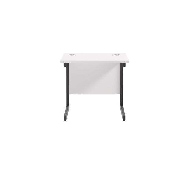 Jemini Rectangular Double Upright Cantilever Desk 800x600x730mm White/Black KF819530