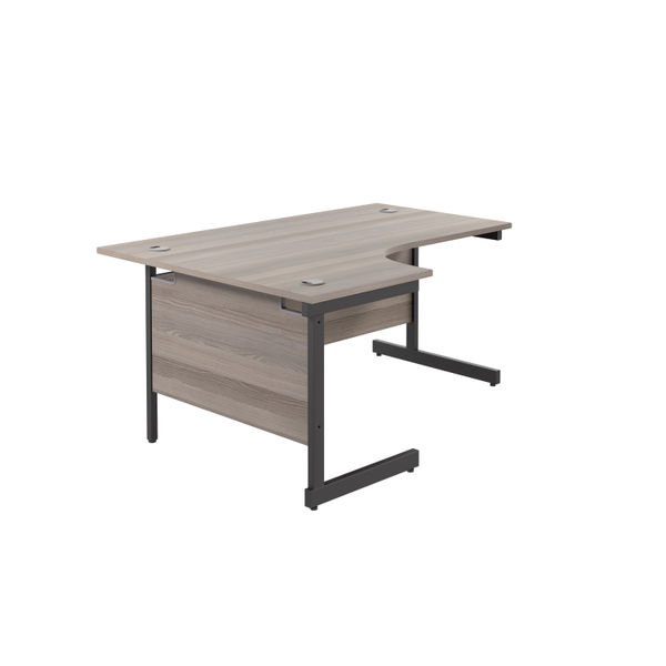 Jemini Radial Left Hand Single Upright Cantilever Desk 1800x1200x730mm Grey Oak/Black KF819783