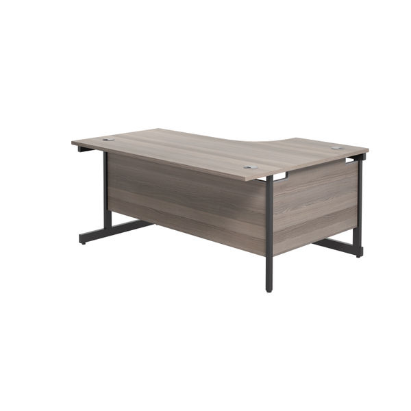 Jemini Radial Left Hand Single Upright Cantilever Desk 1800x1200x730mm Grey Oak/Black KF819783