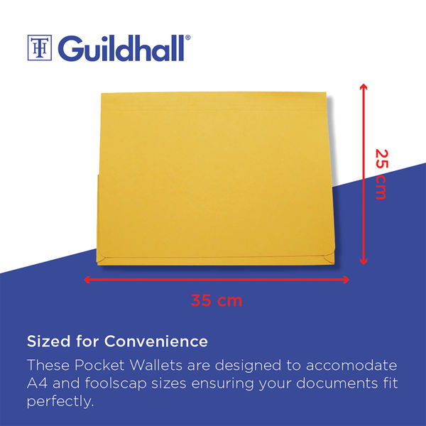 Exacompta Guildhall Brief Size Pocket Wallet 14x10in Yellow (Pack of 50) PW3-YLW
