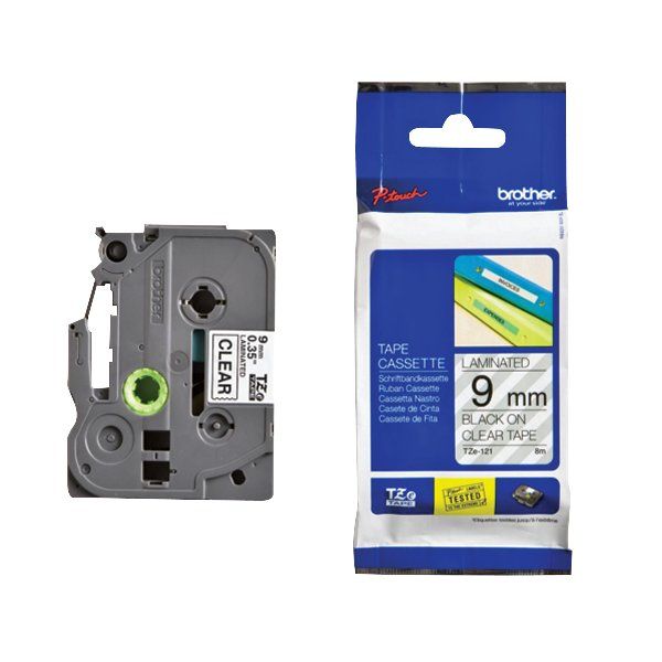 Brother TZe121 Black on Clear PTouch Label Tape TZe121 Now on