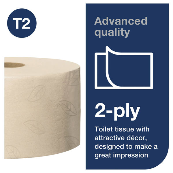 Tork Mini Jumbo 2-Ply Toilet Roll Advanced 170m Natural (Pack of 12) 120377