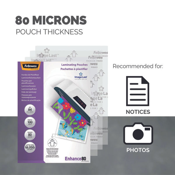 Fellowes A4 Laminating Pouch 160 Micron (Pack of 100) 55306101