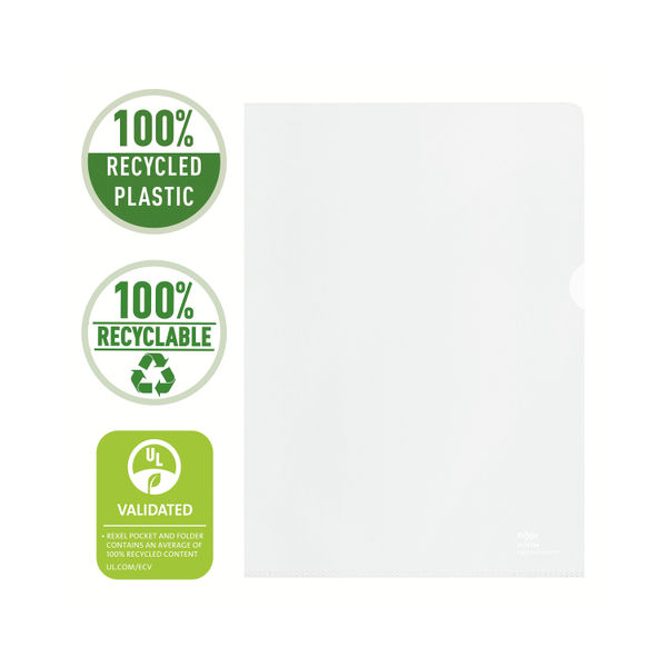 Rexel 100% Recycled A4 Plastic Folder (Pack of 100) 2115704