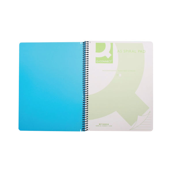 Q-Connect Spiral Bound Polypropylene Notebook 160 Pages A5 Blue (5 Pack) KF10034