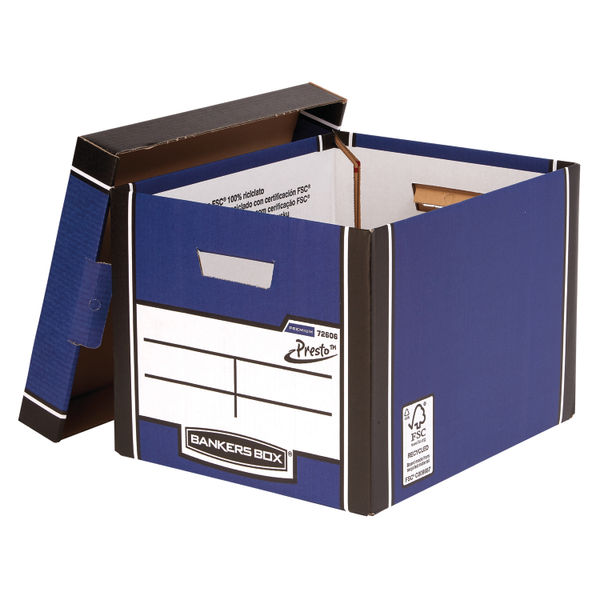 Fellowes Bankers Box Premium Presto Storage Box Blue/White (Pack of 10) 7260603