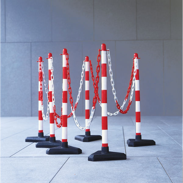 Guarda Chain Post Set with 6 Posts Red/Wht Concrete Base FS597700