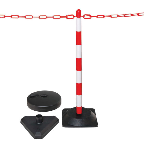 Guarda Chain Post Set with 6 Posts Red/Wht Concrete Base FS597700