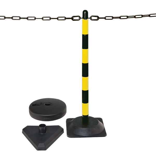 Guarda Chain Post Set with 6 Posts Ylw/Blk Concrete Base FS598677