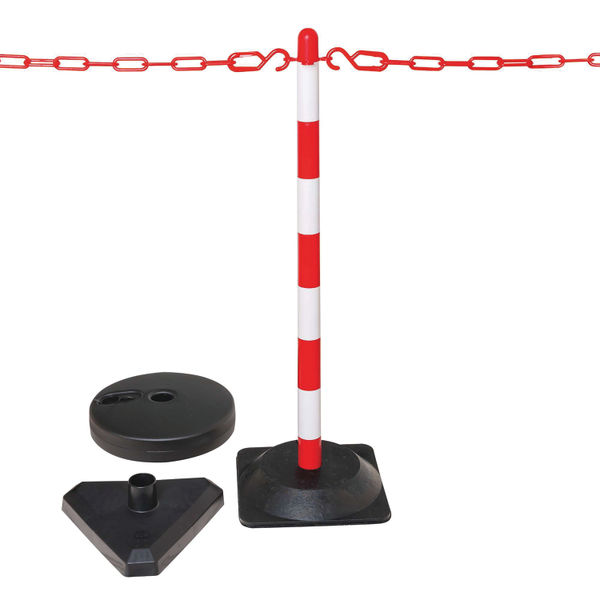 Guarda Chain Post Set with 6 Posts Red/Wht Rubber Base FS599681