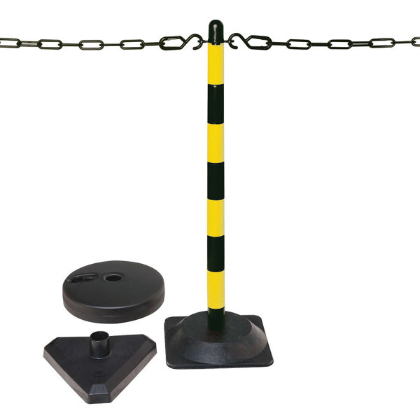 Guarda Chain Post Set with 6 Posts Ylw/Blk Rubber Base FS599711