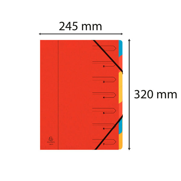 Exacompta Europa 7-Part Organiser 400gsm Pressboard A4 Red 5221Z