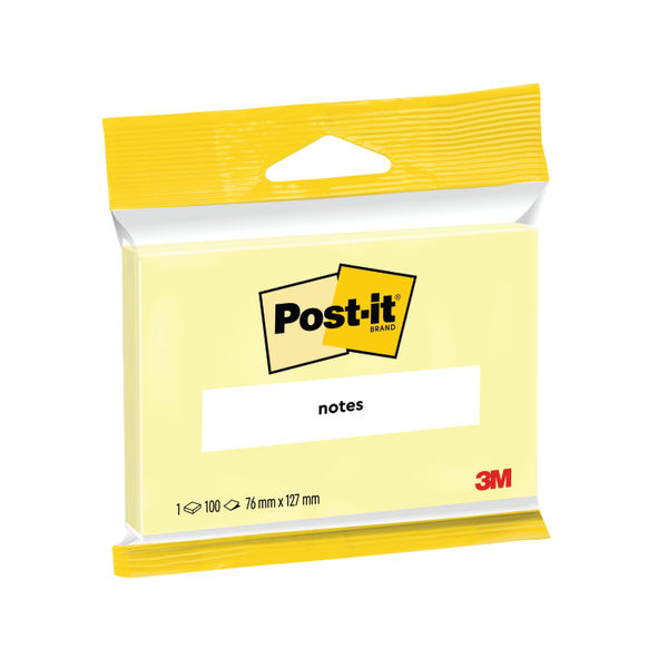 Post-it 76 x 127mm Canary Yellow Notes, Pack of 12 | 6830Y