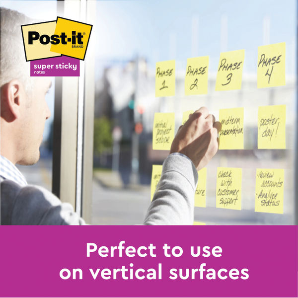 Post-it Super Sticky Note 76x76mm 90 Sheets Cardboard Packaging Canary Ylw (Pack of 12) 654-12SS-CY