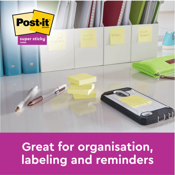Post-it Super Sticky Notes 127x76mm Cabinet Cardboard Packaging Canary Yellow  (24 Pack) 7100236612