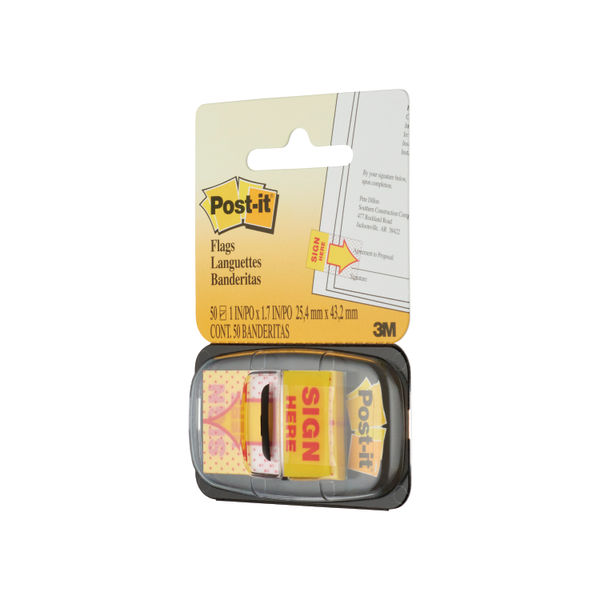 Post-it 25mm Yellow Sign Here Index Tabs, Pack of 50 | 680-9