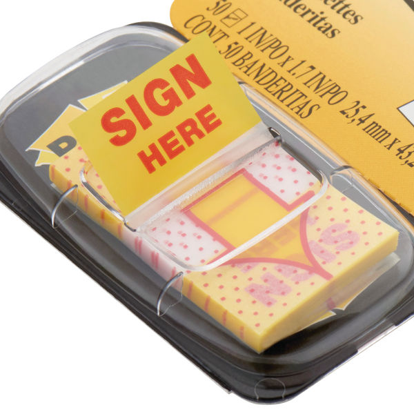 Post-it 25mm Yellow Sign Here Index Tabs, Pack of 50 | 680-9