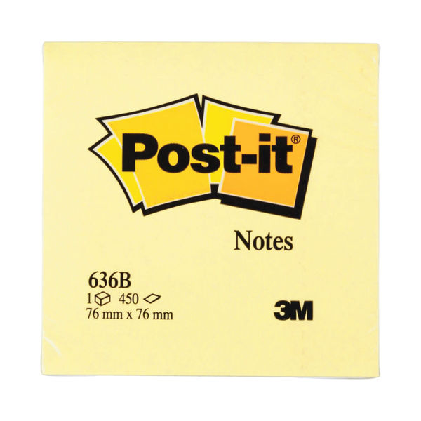 Post-it 76 x 76mm Canary Yellow Notes Cube | 636B