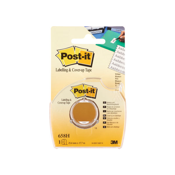 Post-it ruban de correction et d'étiquetage 658H, 25.4 mm x 17.7 m