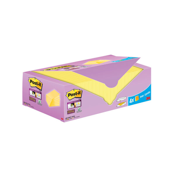 Post-it Super Sticky Notes 127x76mm Cabinet Cardboard Packaging Canary Yellow  (24 Pack) 7100236612