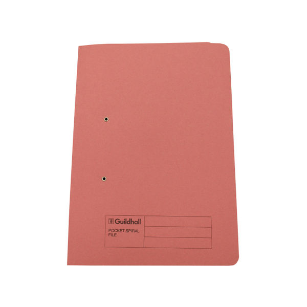Exacompta Guildhall Pocket Spiral File 285gsm Pink (Pack of 25) 347-PNKZ