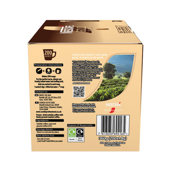 Nescafe Gold Blend One Cup Sticks Coffee Sachets (Pack of 200) 12340523