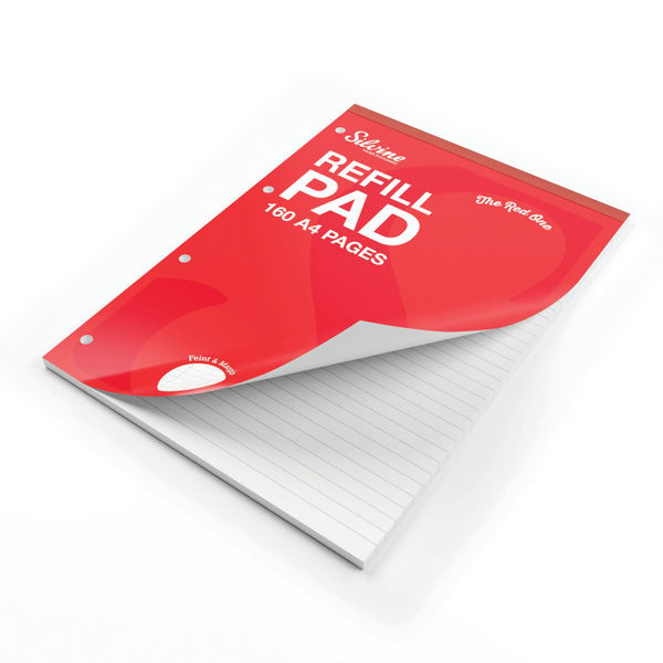 Silvine Ruled Margin Punched Headbound Refill Pad 160 Pages A4 Pad (6 Pack) A4RPFM