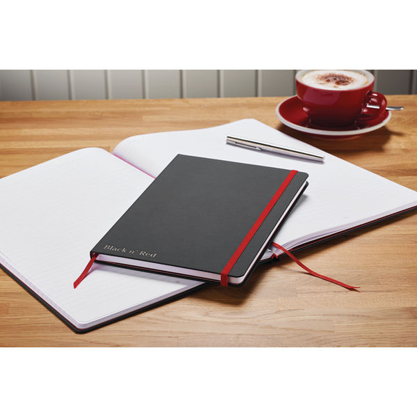 Black n' Red Casebound Hardback Notebook Ruled A4 Black 400038675