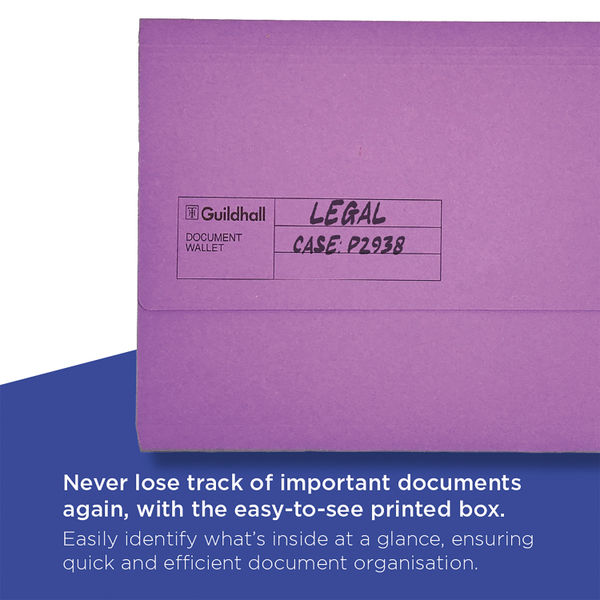 Guildhall Document Wallets Foolscap Violet (Pack of 50) GDW1-VLT