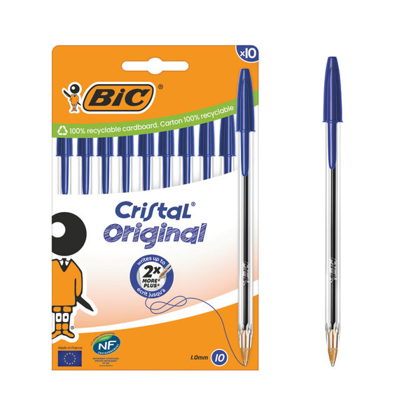 Bic Cristal Ballpoint Pen Medium Blue (Pack of 10) 516352