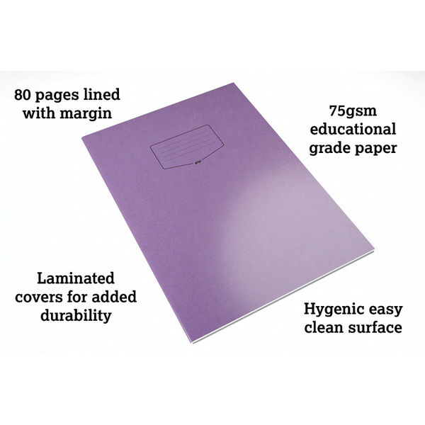 Silvine Tough Shell Exercise Book A4+ Purple (Pack of 25) EX157