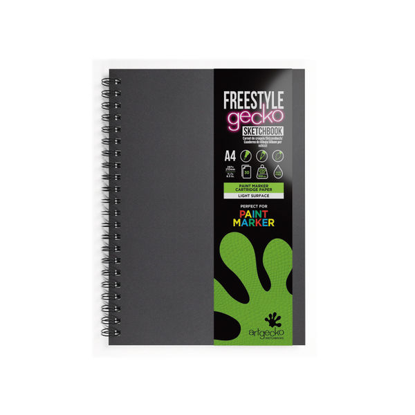 Silvine Artgecko Hardback Sketchbook Freestyle 250gsm 30 Sheets A4 GEC901