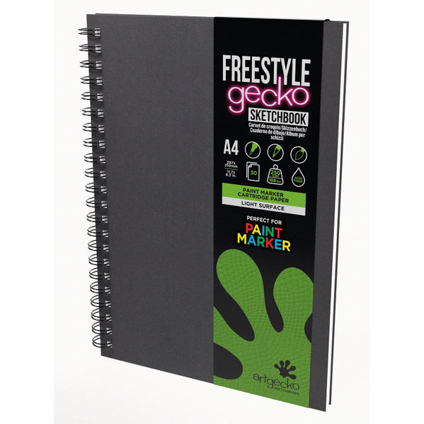 Silvine Artgecko Hardback Sketchbook Freestyle 250gsm 30 Sheets A4 GEC901