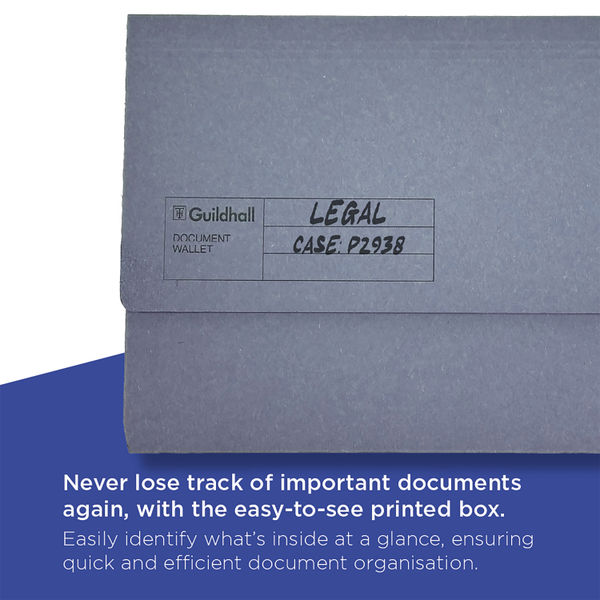 Exacompta Guildhall Document Wallet Foolscap Blue (Pack of 50) GDW1-BLU