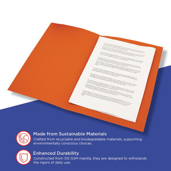 Exacompta Guildhall Square Cut Folder 315gsm Foolscap Orange (Pack of 100) FS315-ORGZ