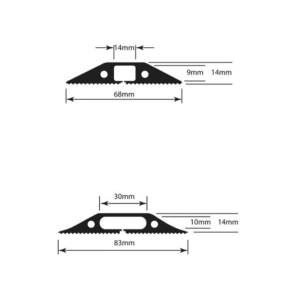 D-Line floor Cable Cover Black 68mm Wide 1.8m length c/w connectors FC68B