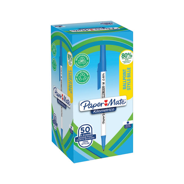 PaperMate Kilometrico Ballpoint Pen 1.0mm Blue (Pack of 50) 2187702