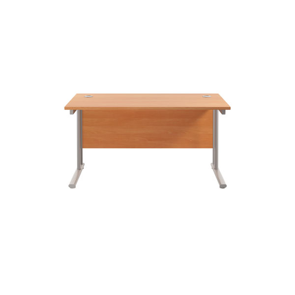Jemini Rectangular Cantilever Desk 1400x800x730mm Beech/Silver KF806929