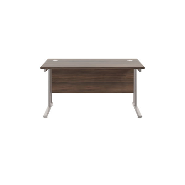 Jemini Rectangular Cantilever Desk 1400x800 Dark Walnut/Silver KF806974