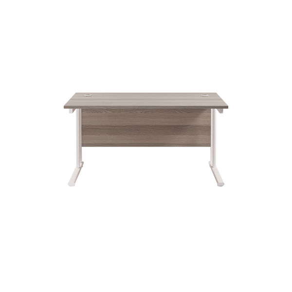 Jemini 1400x800mm Grey Oak/White Cantilever Rectangular Desk
