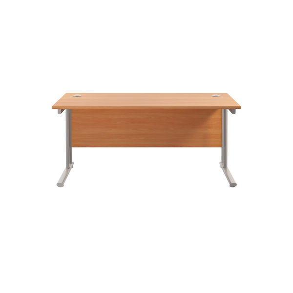 Jemini Rectangular Cantilever Desk 1600x800x730mm Beech/Silver KF807049