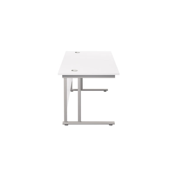 Jemini 1600x800mm White/Silver Cantilever Rectangular Desk
