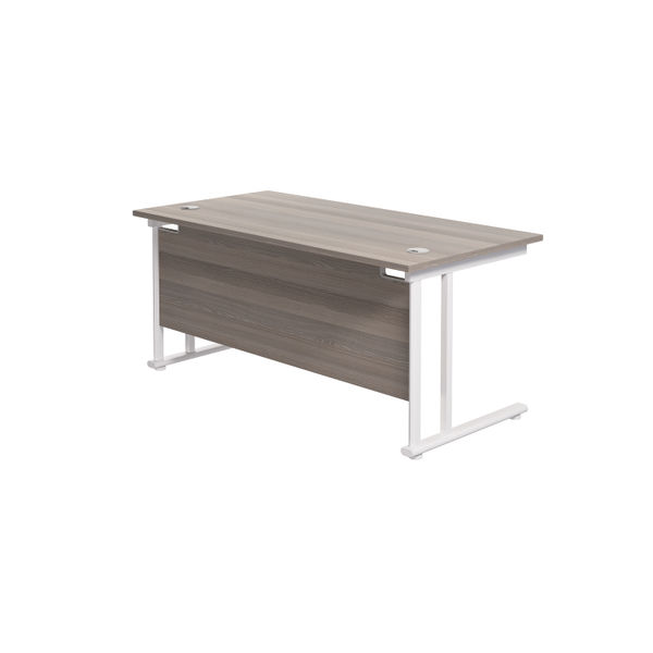 Jemini 1600x800mm Grey Oak/White Cantilever Rectangular Desk