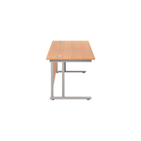 Jemini Rectangular Cantilever Desk 1800x800x730mm Beech/Silver KF807162