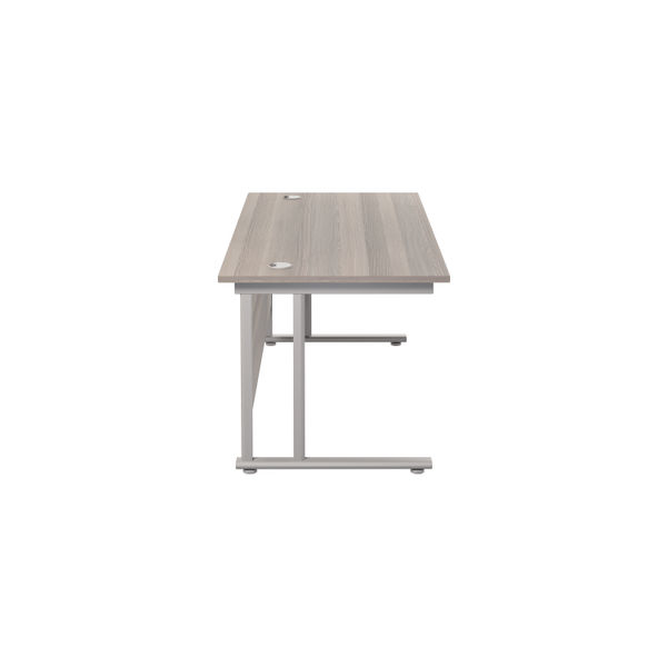 Jemini Rectangular Cantilever Desk 1800x800x730mm Grey Oak/Silver KF807179
