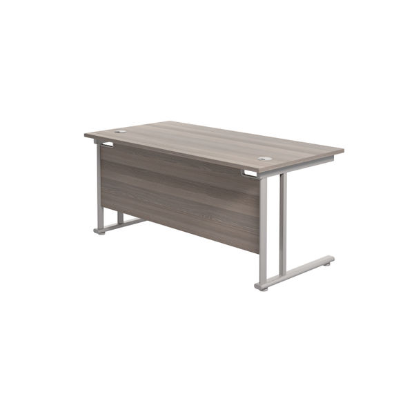Jemini 1800x800mm Grey Oak/Silver Cantilever Rectangular Desk