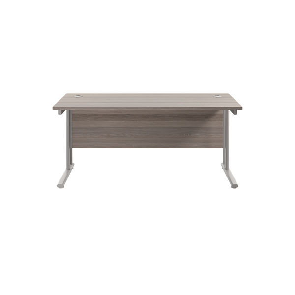 Jemini Rectangular Cantilever Desk 1800x800x730mm Grey Oak/Silver KF807179